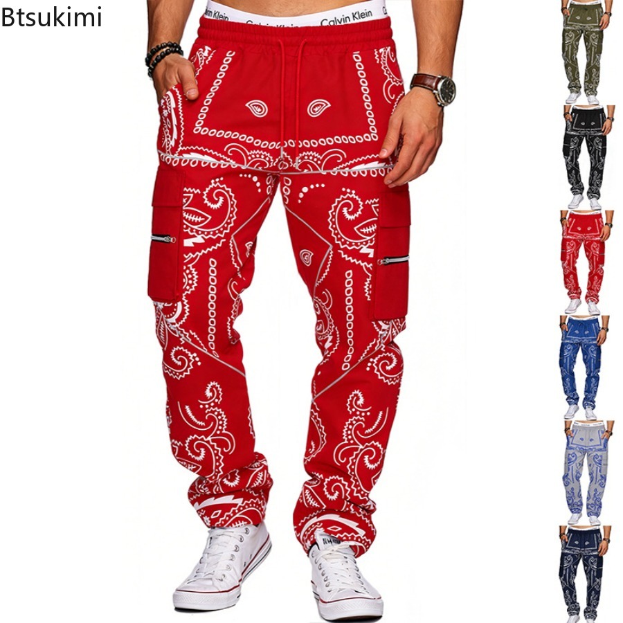 Street Fashion Trends 2026 - Calças Cargo Masculinas Estampadas Soltas Estilo