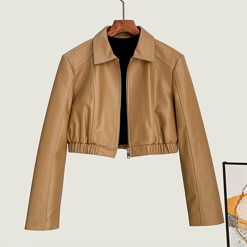 Street Fashion Fall 2025 - 100% jaqueta de couro genuíno topos