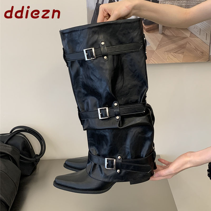 Street Fashion Lady - Botas Femininas de Cano Alto Pretas