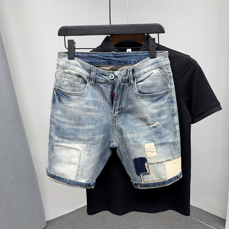 Distressed Jean Rip - Reto masculino denim shorts rasgados jorts