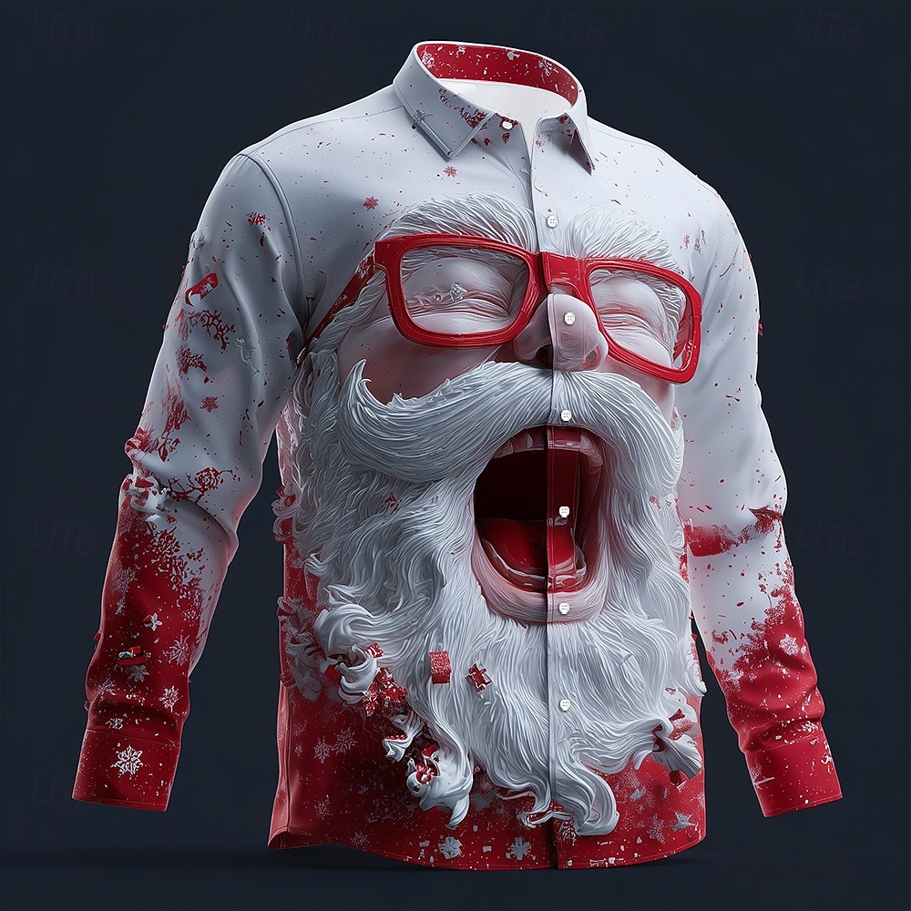 Street Fashion Fall 2025 - Natal masculino 3d gráfico manga longa,