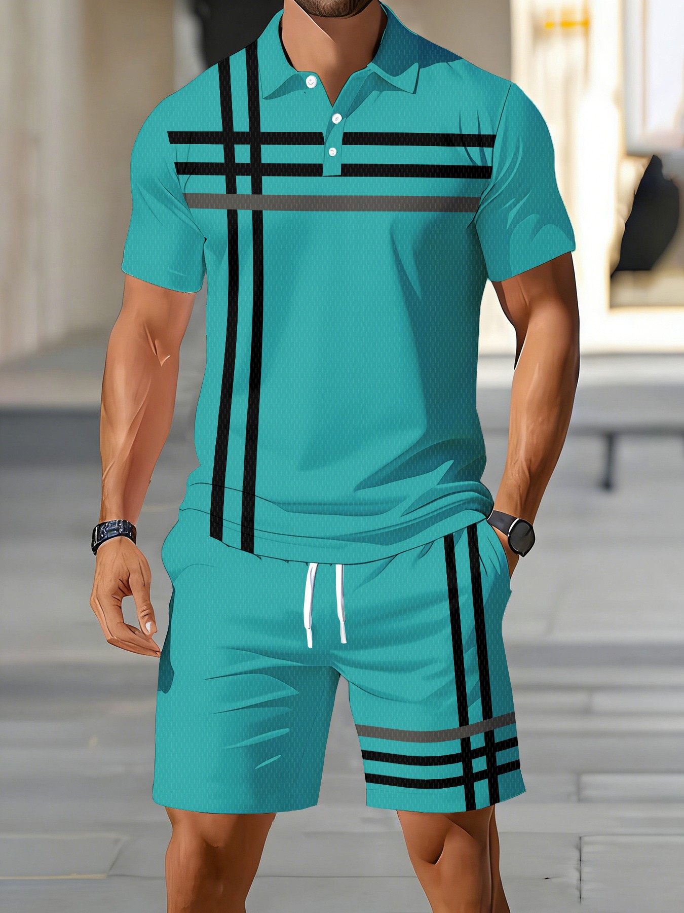 Street Fashion Summer 2026 - Conjunto de Camisa Polo Masculina Americana