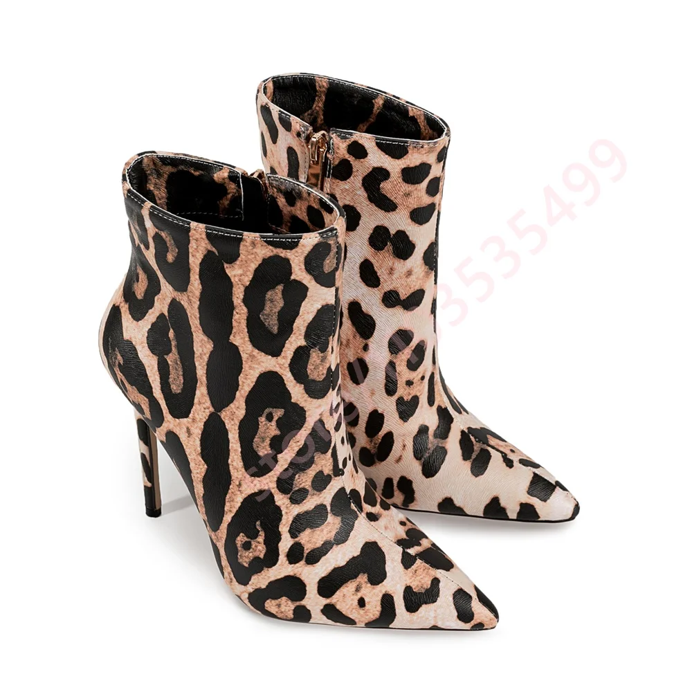 Street Fashion Fall 2025 - 2025 feminino apontou-toe leopardo impressão zíper
