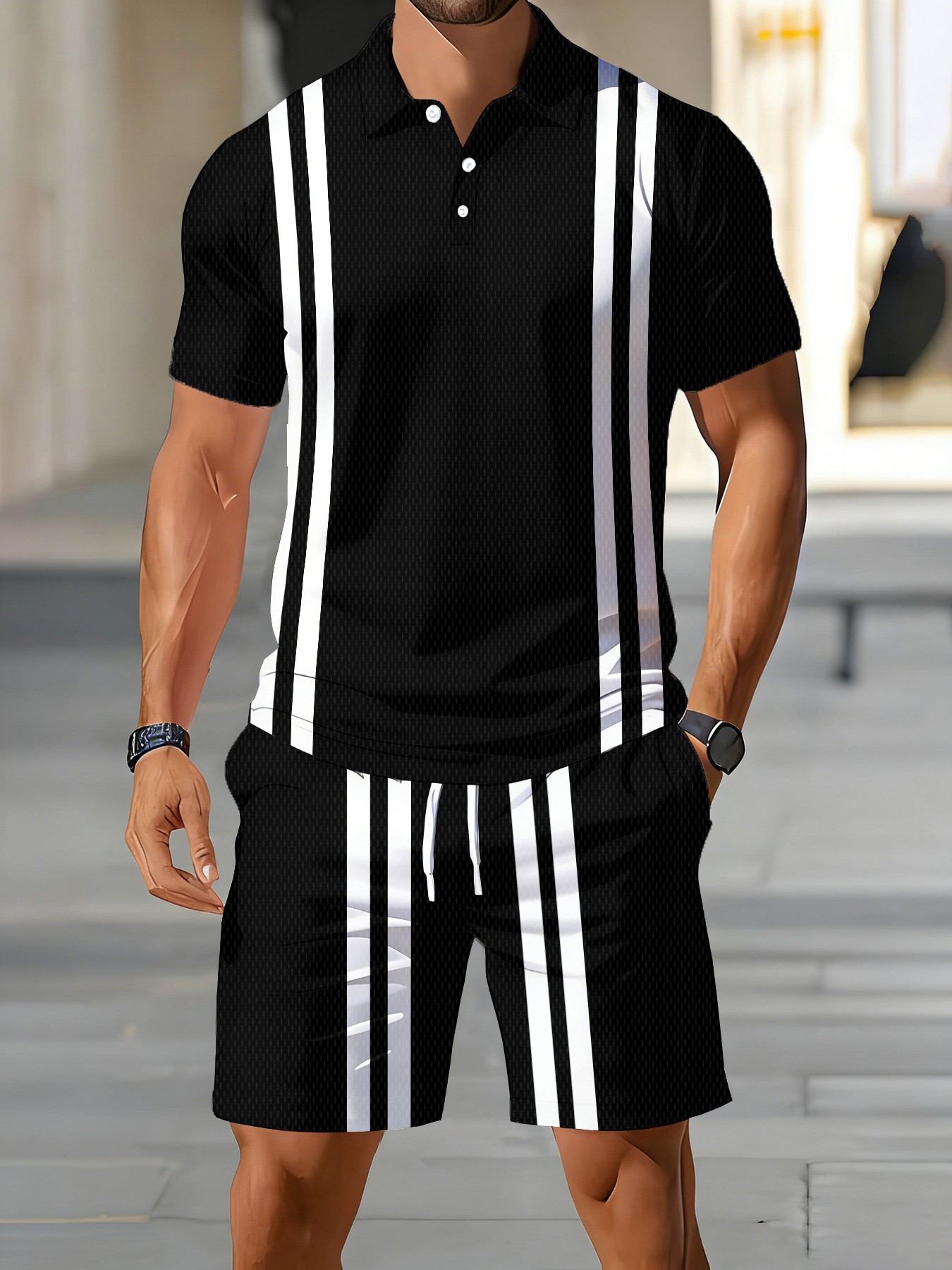 Street Fashion Summer 2026 - Conjunto de Camisa Polo Masculina Americana