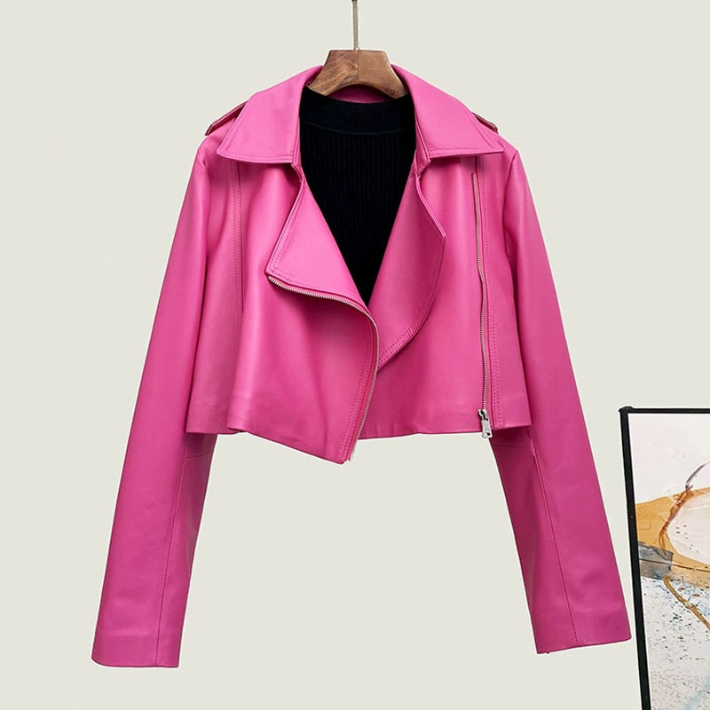 Street Fashion Fall 2025 - Moda rosa rosa mulheres jaqueta de