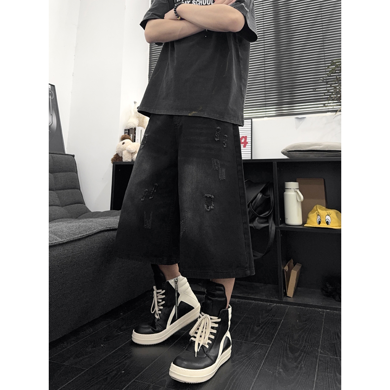 Shorts Jeans Unissex Americano - Distressed Jean Rip avaliação e preço