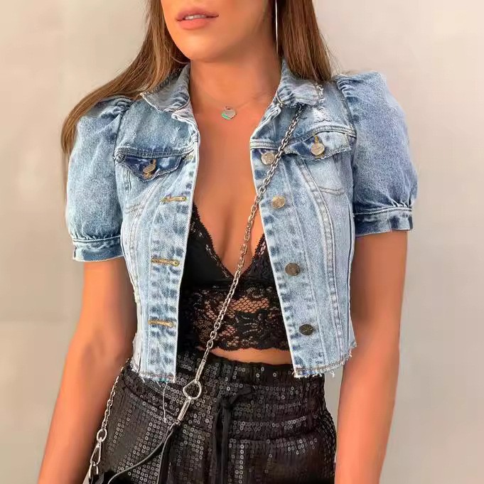 Jaqueta Jeans Feminina Cropped - Distressed Jean Rip avaliação e preço