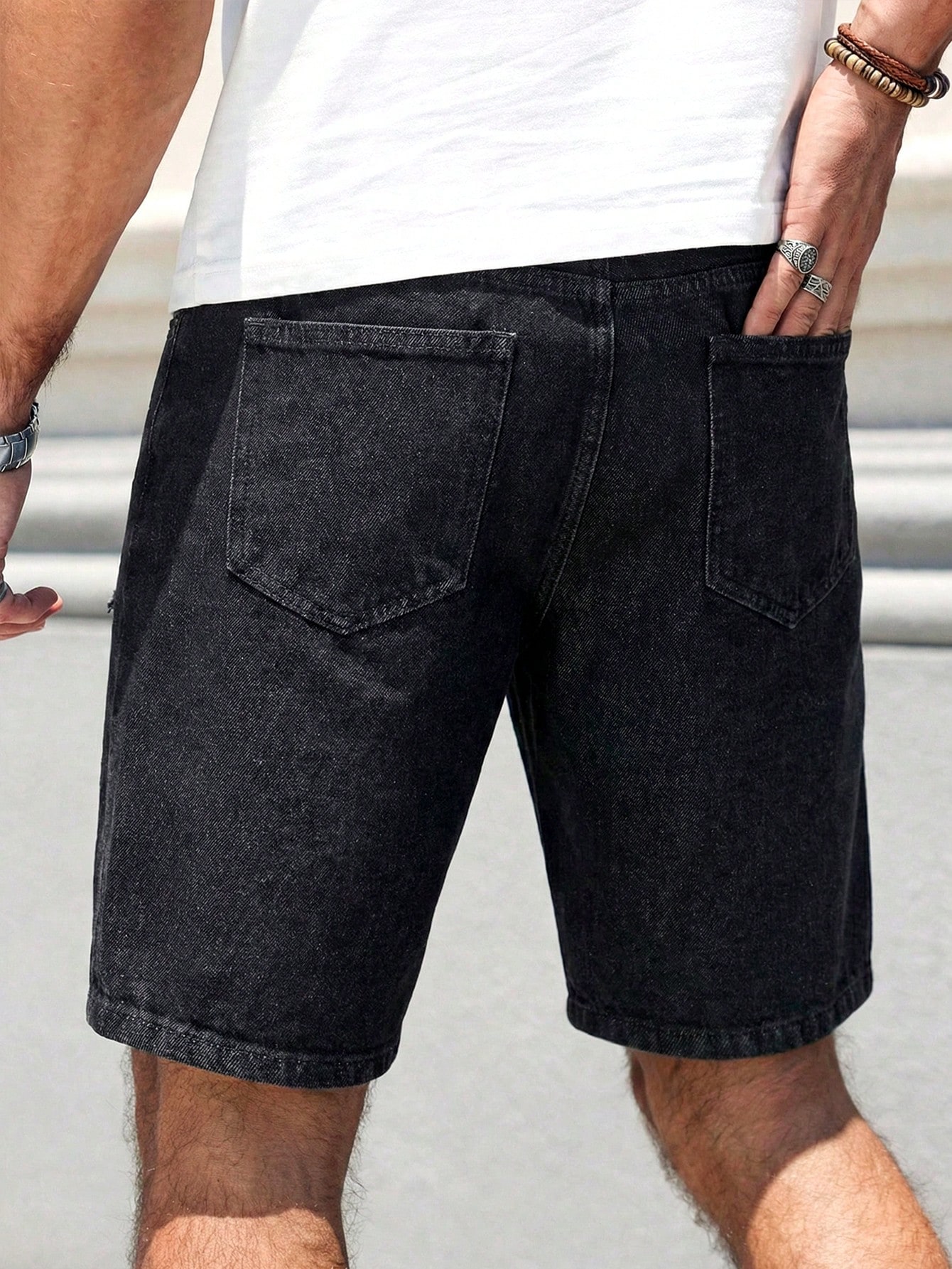 Shorts de Denim Rasgado e Desg - Distressed Jean Rip avaliação e preço