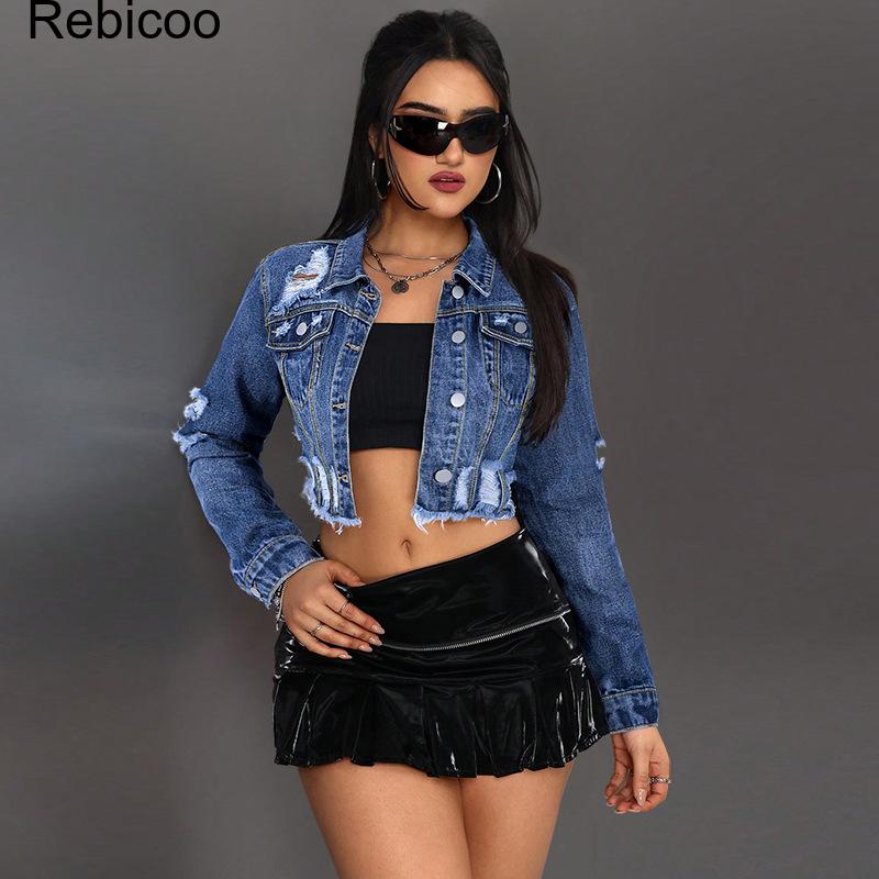 Jaqueta Jeans Cropped Feminina - Distressed Jean Rip avaliação e preço