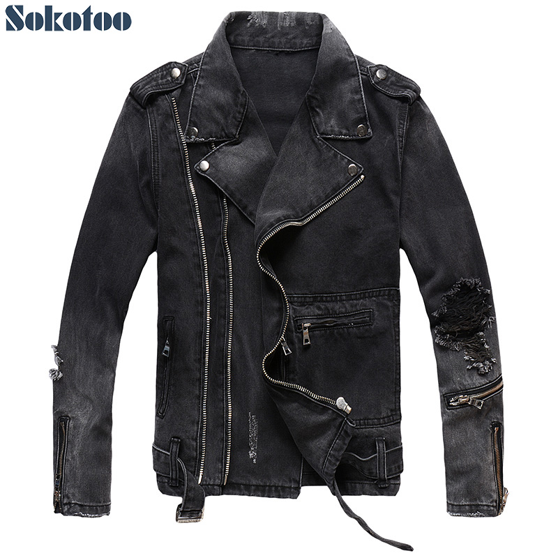 Sokotoo jaqueta de motoqueiro  - Distressed Jean Rip avaliação e preço